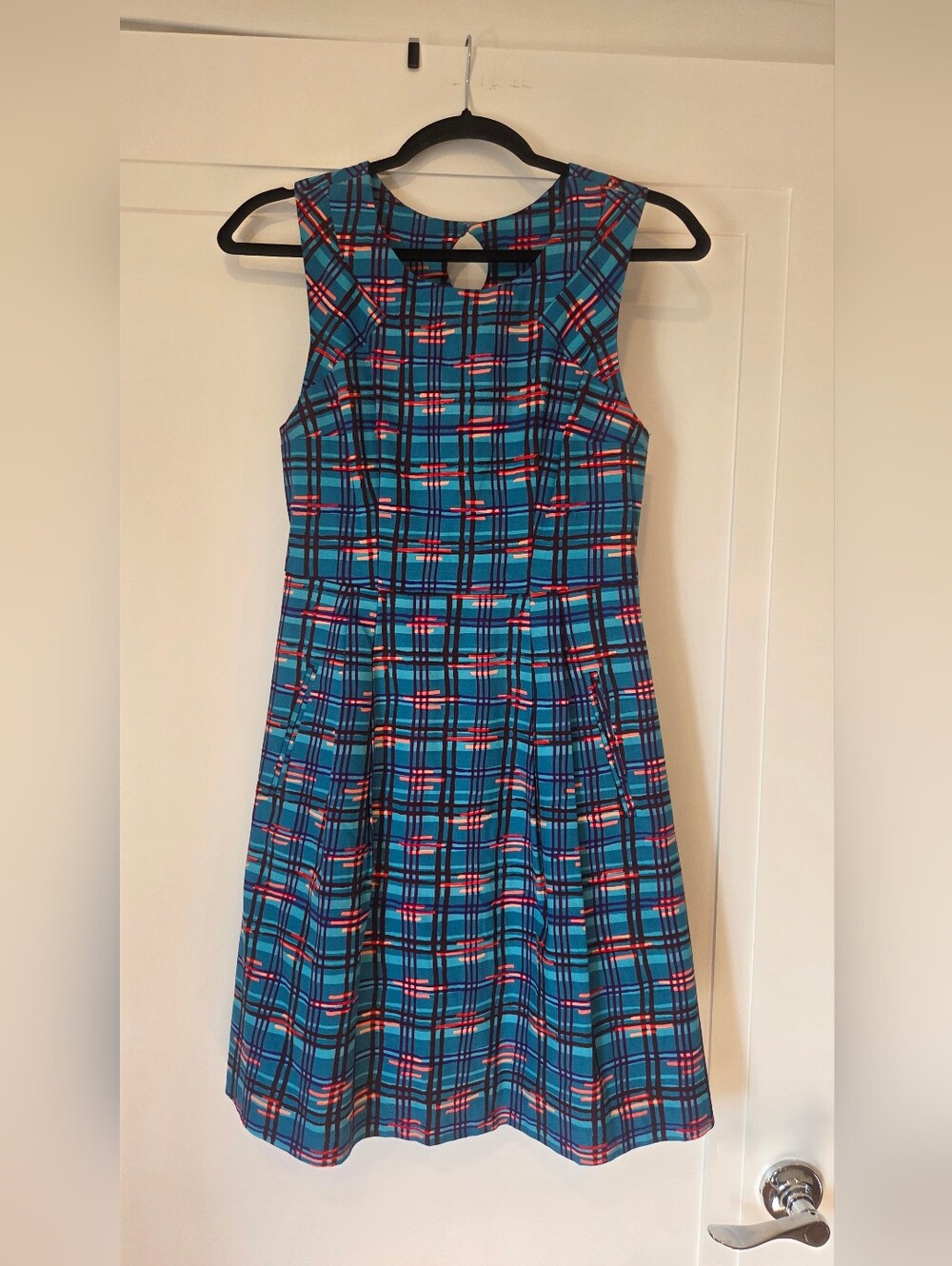 Plenty by Tracy Reese Teal & Pink Plaid Sleeveless Dress